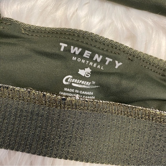 Twenty Montreal Colorsphere Rib Sports Bra Ribbed Army Green Canada $121 Sparkly - Picture 8 of 10